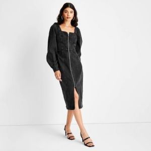 Women's Zip-Front Denim Dress - Future Collective with Kahlana Barfield NWT